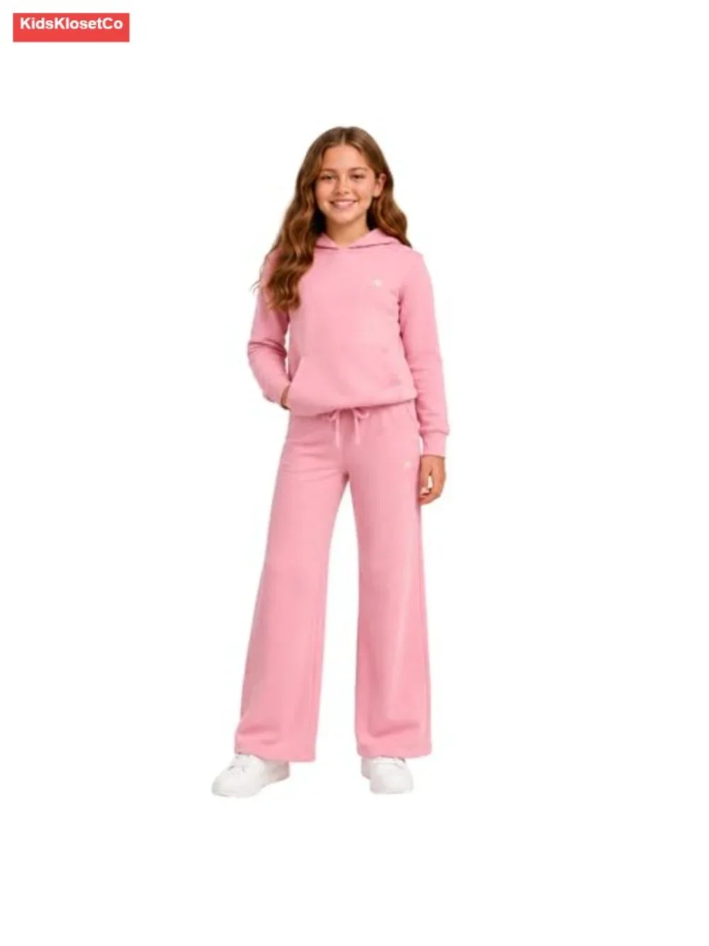 Girls 2-Piece Fleece Hoodie & Wide Leg Sweatpants Set